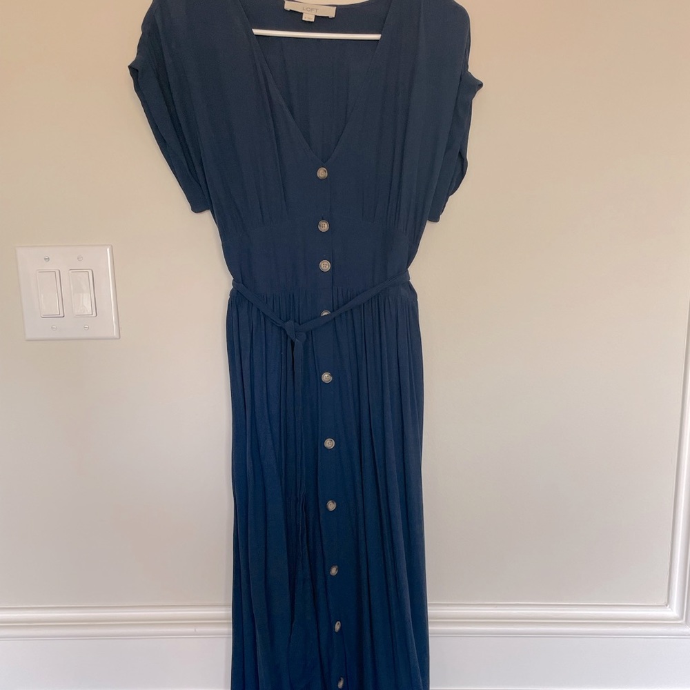 Navy button down mid Loft dress